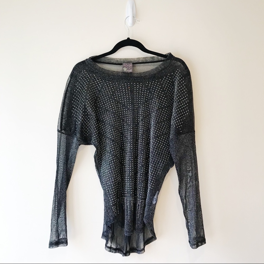 Vocal Bedazzled Sheer Long Sleeve